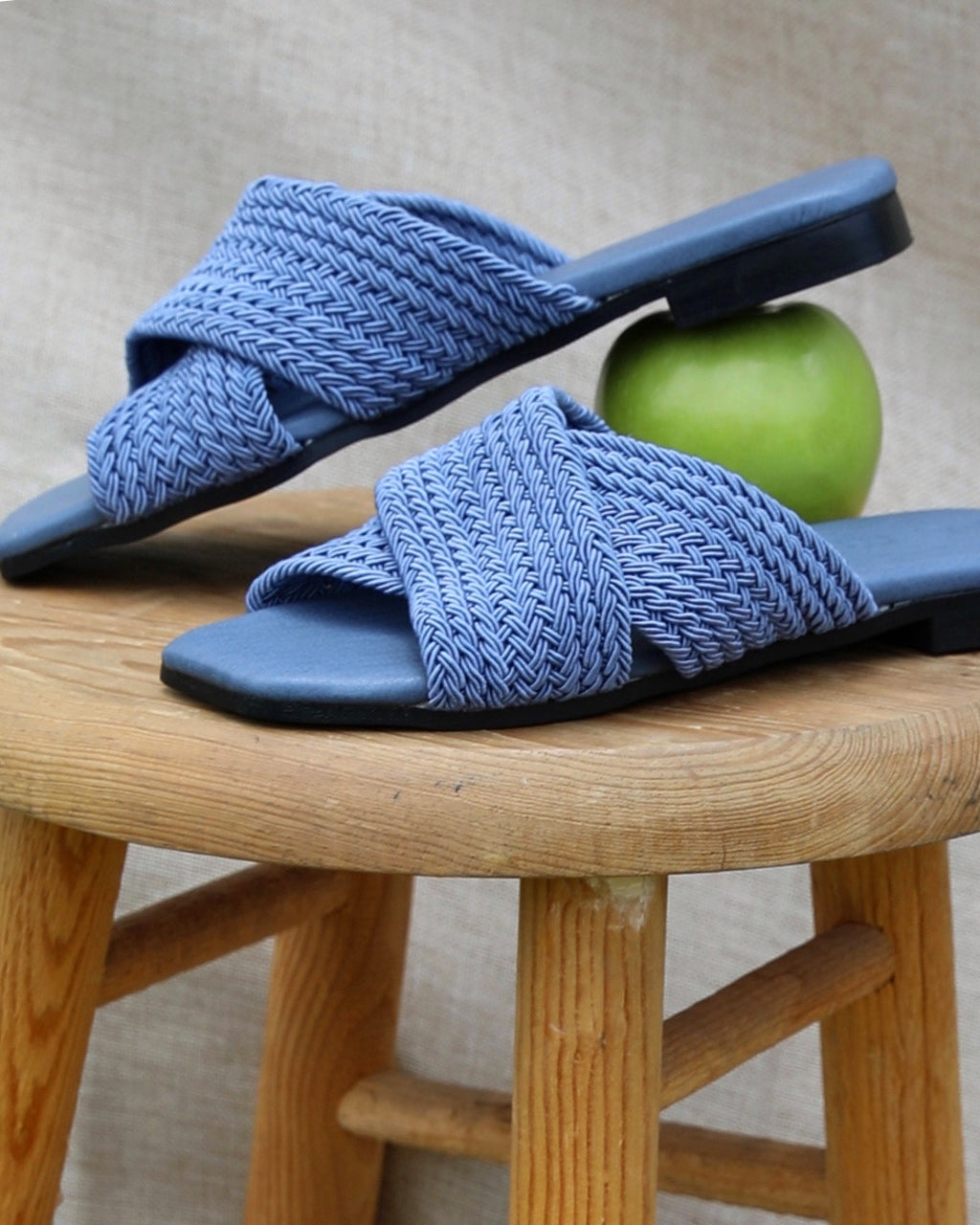 Sandale Tressé Bleu