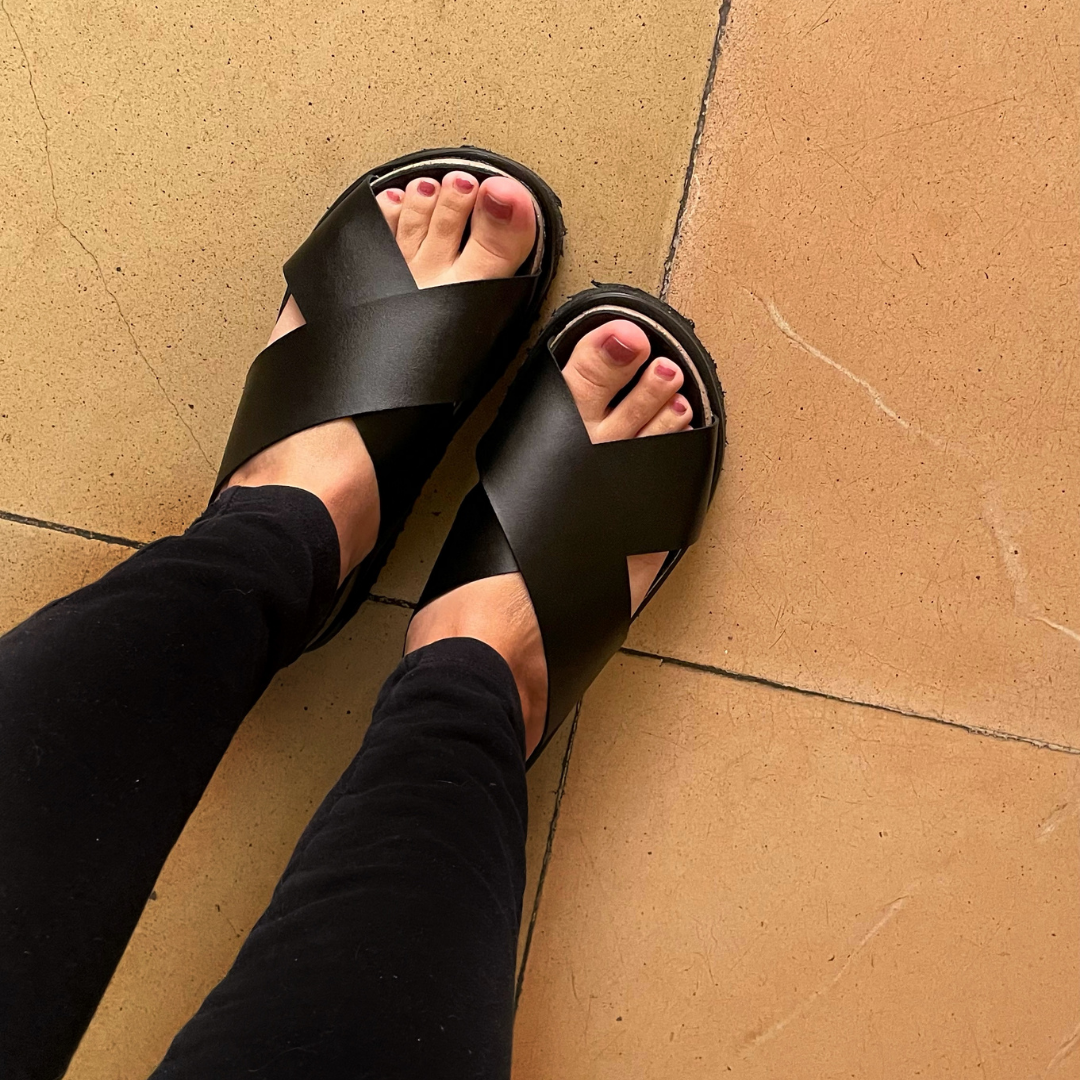 Sandale Croisé Noir